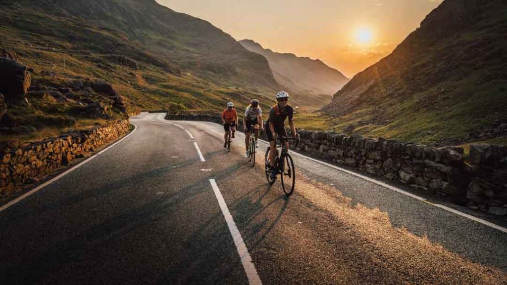Cyclists on Welsh road